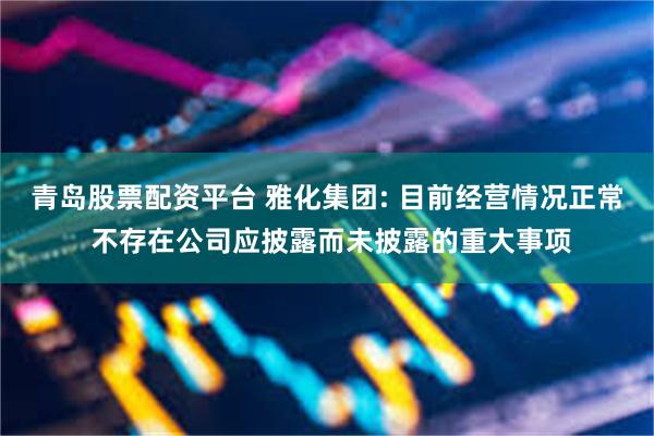 青岛股票配资平台 雅化集团: 目前经营情况正常 不存在公司应披露而未披露的重大事项